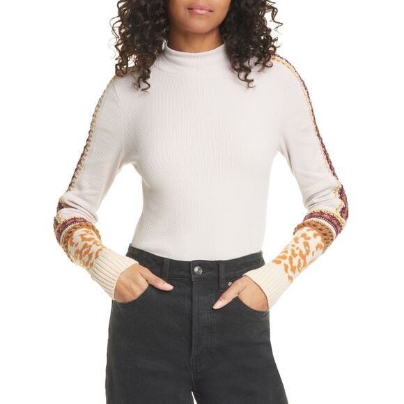 Free People | Women | Switch It Up Crochet Waffle Knit Mock Neck Top | Small - Picture 13 of 15